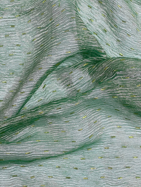 Green Magenta Metallic Organza Fabric