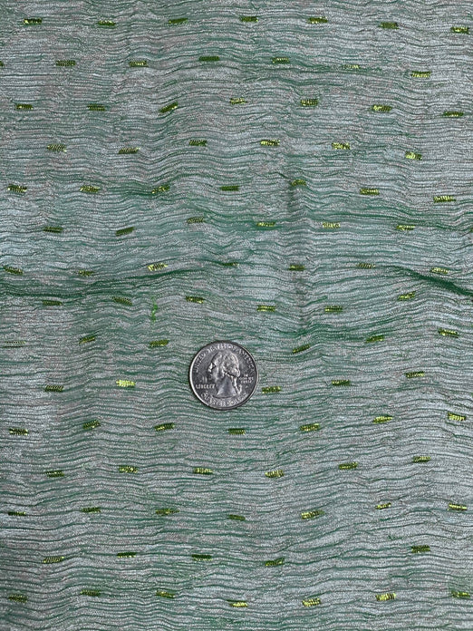 Green Speckled Metallic Crushed Organza Fabric