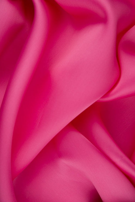 Azalea Pink Silk Satin Face Organza Fabric