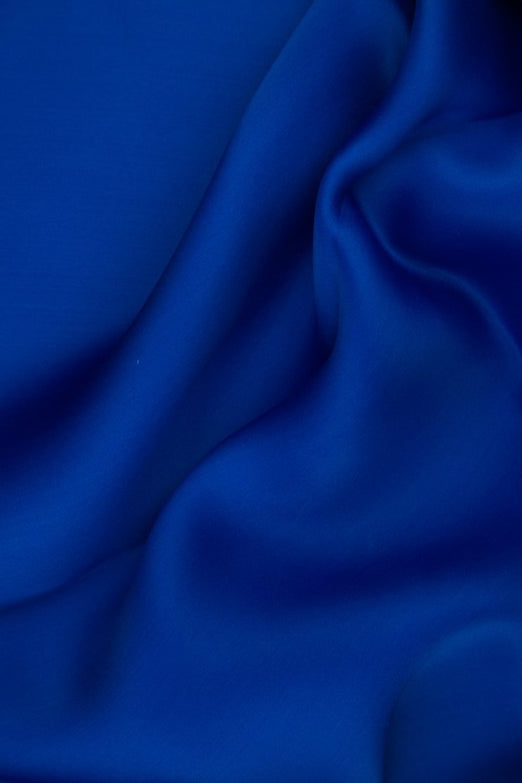 Dazzling Blue Silk Satin Face Organza Fabric