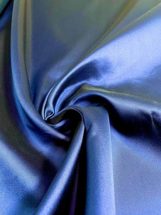 Dark Navy Silk Wool Fabric