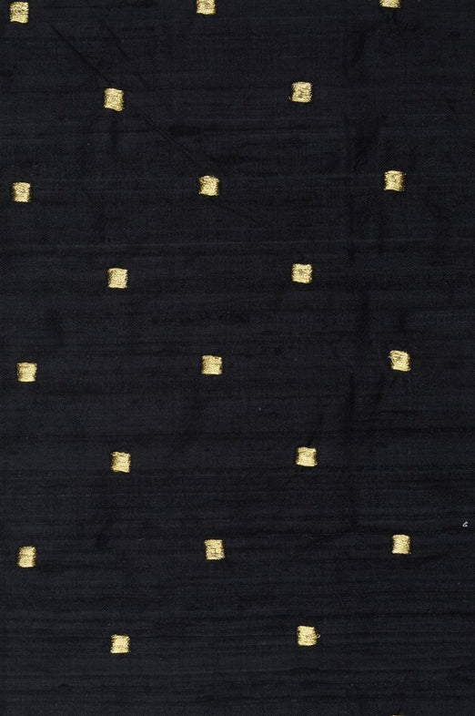 Black 220 Embroidered Dupioni Silk