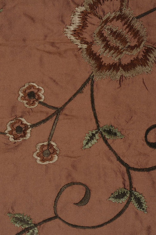 Brown Sugar Embroidered Taffeta Silk 500 Fabric