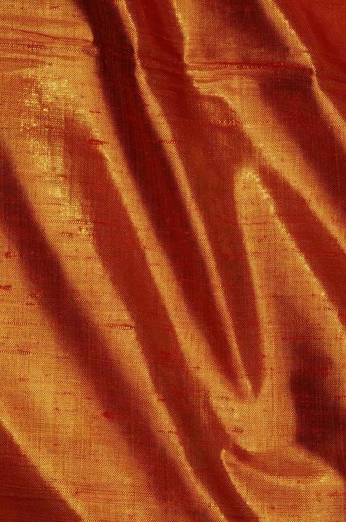 Burnt Orange Metallic Shantung Silk Fabric