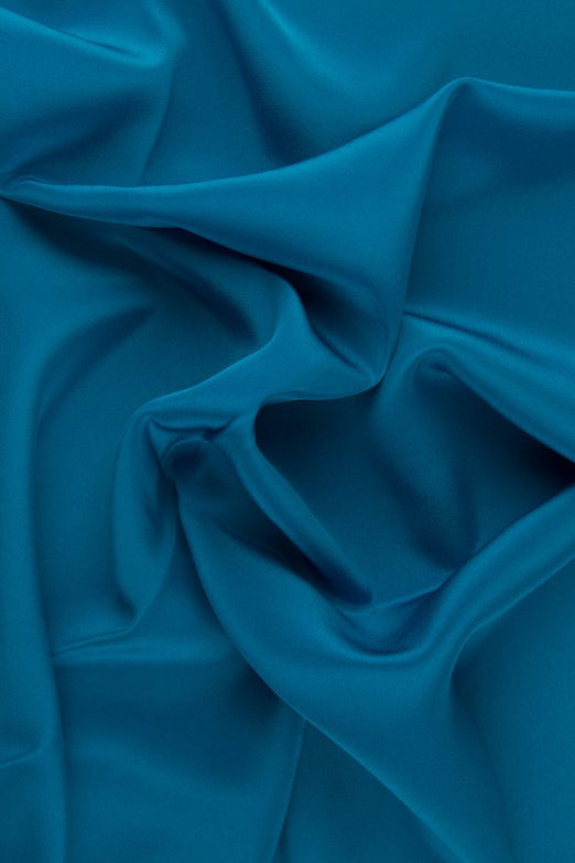 Caribbean Sea Blue Silk Crepe de Chine Fabric