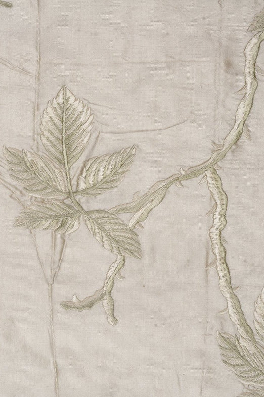 Beige 218 Embroidered Dupioni Silk