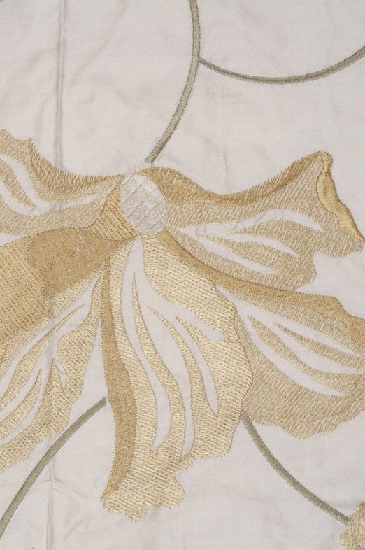 Cream Embroidered Taffeta Silk 503 Fabric