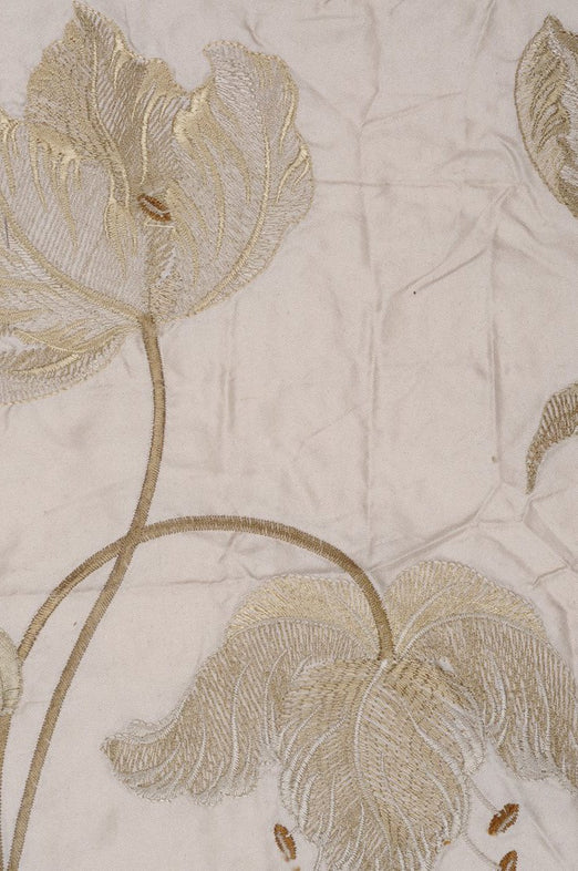 Cream Embroidered Taffeta Silk 504 Fabric