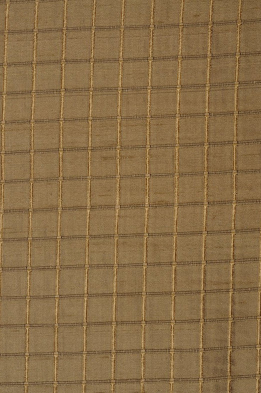Dark Gold Silk Shantung Windowpane 54" Fabric