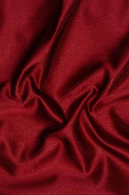 Dark Red Double Face Duchess Satin Silk Fabric By The Yard