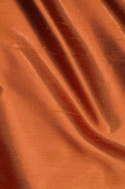 Deep Burnt Orange Metallic Shantung Silk Fabric
