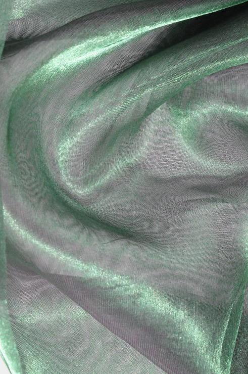 Emerald Violet Mesh Metallic Organza Fabric