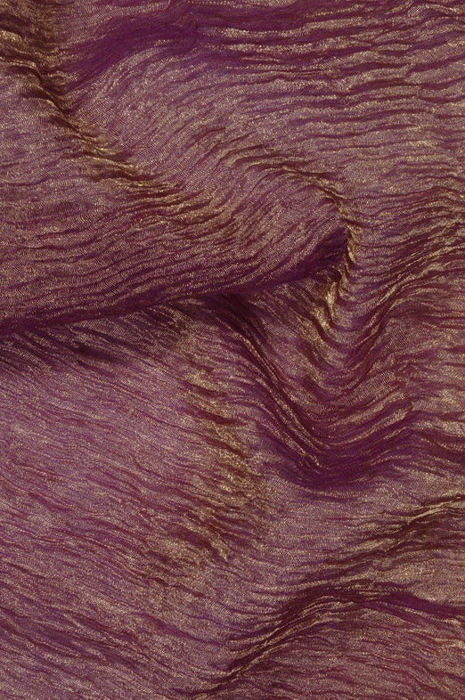 Golden Lavender Metallic Crushed Organza Fabric