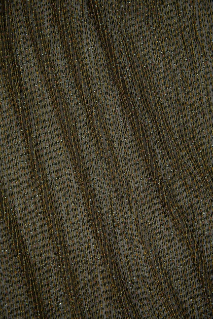 Dark Brown Sequins & Beads on Chiffon Fabric