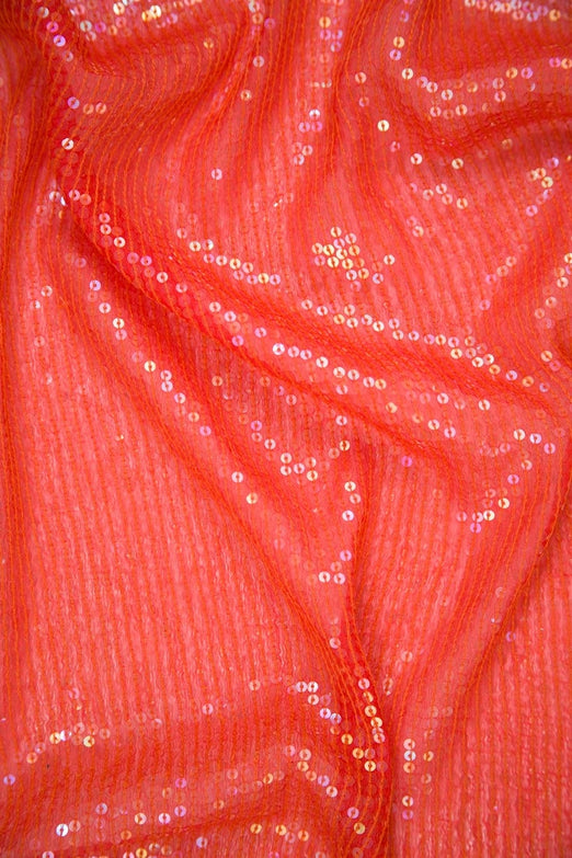 Pink Orange Sequins & Beads on Silk Chiffon JEC-132-35 Fabric