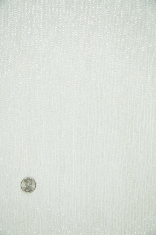 White Micro Bugle Beads on Silk Georgette Fabric