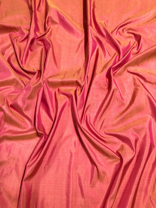 Iridescent Pink Spun Silk Fabric