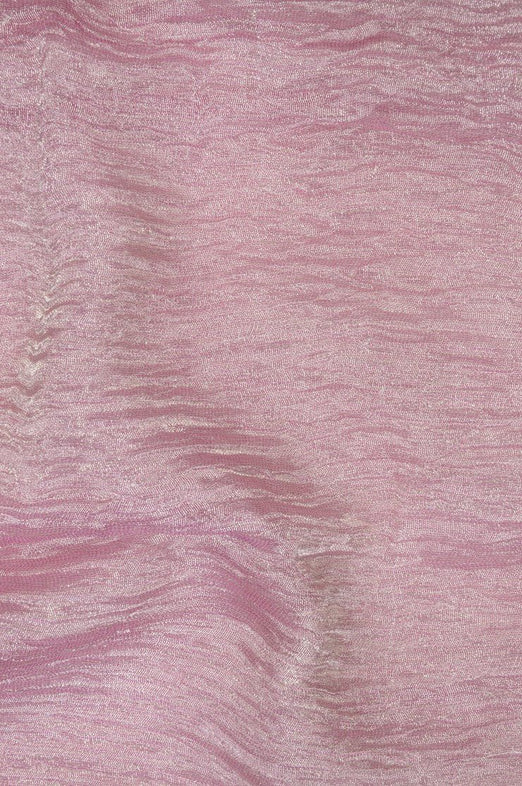 Light Pink Silver Metallic Crushed Organza Fabric
