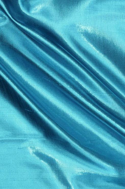 Caribbean Blue Metallic Shantung Silk Fabric