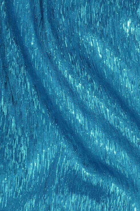 Caribbean Sea Blue Metallic Shantung Silk Fabric