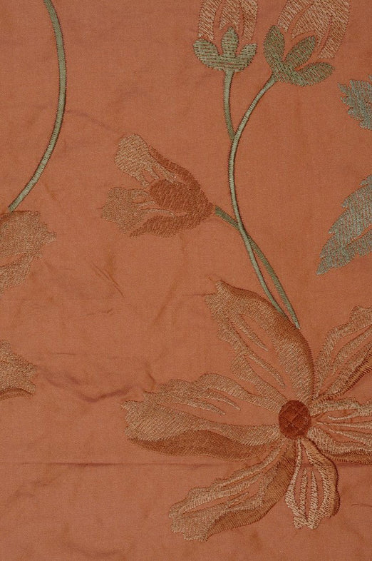Orange Embroidered Taffeta Silk 503 Fabric