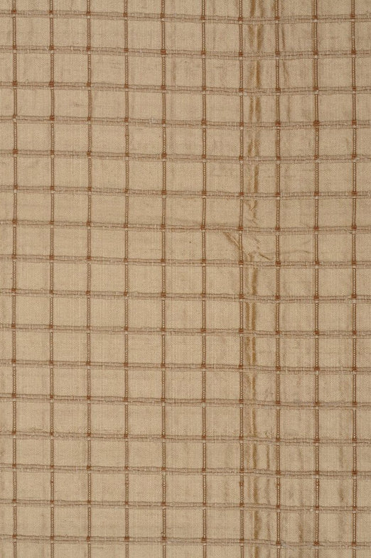Pale Gold Silk Shantung Windowpane 44" Fabric