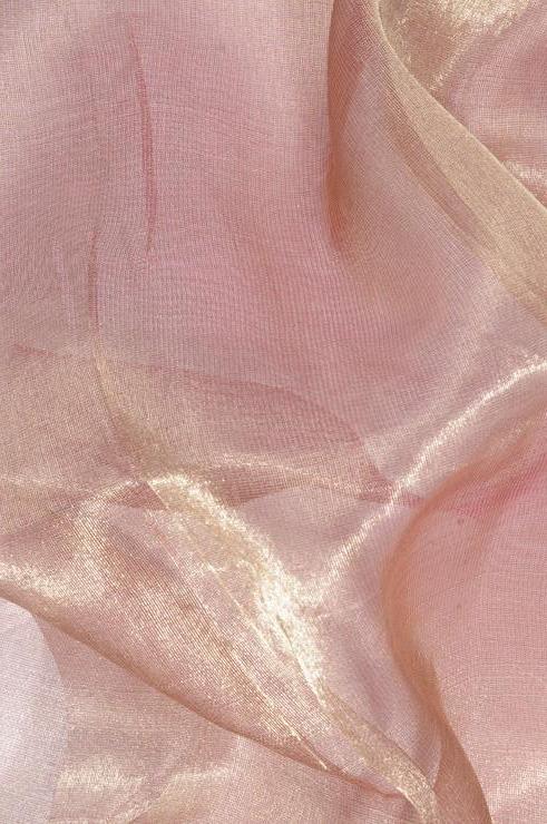 Pink Gold Metallic Organza Fabric