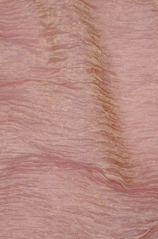 Pink Gold Metallic Crushed Organza Fabric