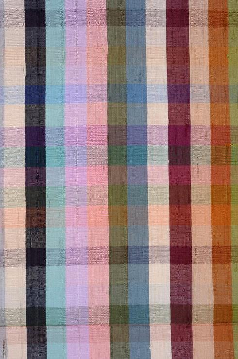 Multi-Color Check Plaid Silk Shantung 77 Fabric