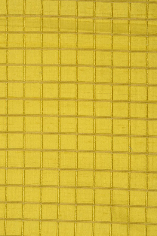 Yellow Silk Shantung Windowpane 44" Fabric