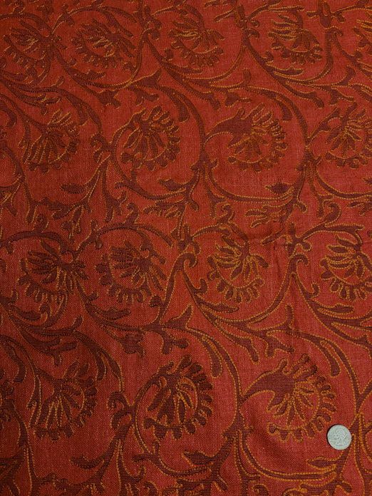Orange Embroidered Silk Linen MEMT-033-04