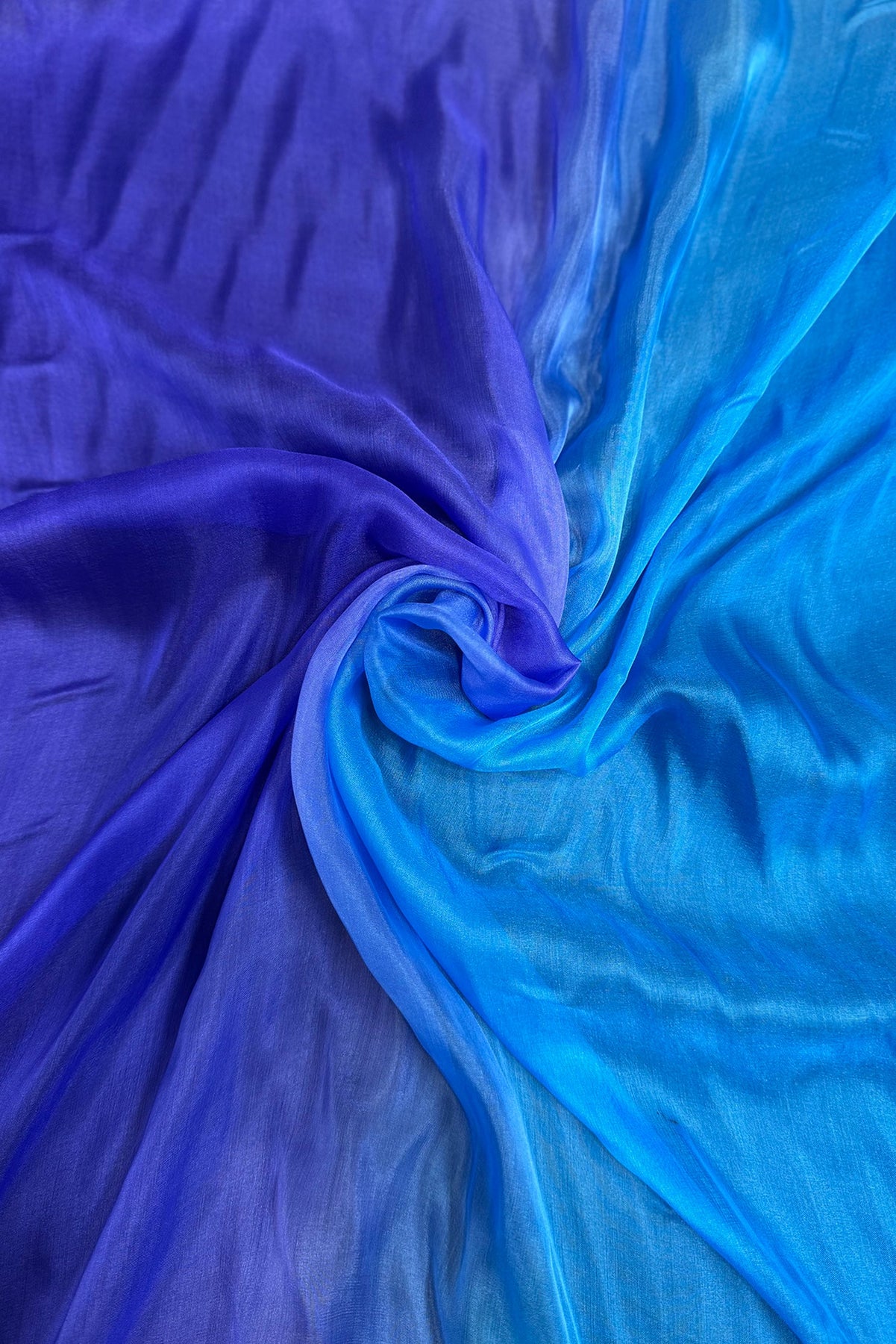 Royal Blue/Pacific Blue Ombre Silk Chiffon