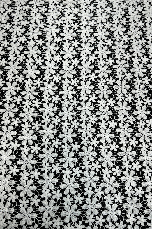 White Corded Floral Web Embroidery Fabric