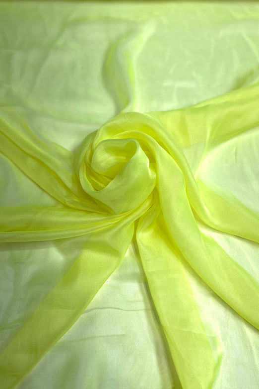 Neon Yellow Green Silk Chiffon