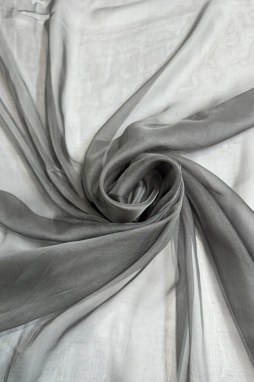 Steel Grey Silk Chiffon