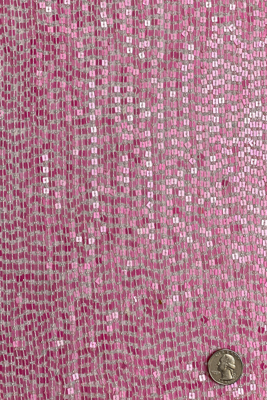 Pink Sequin & Beads on Silk Chiffon JEC-184-11