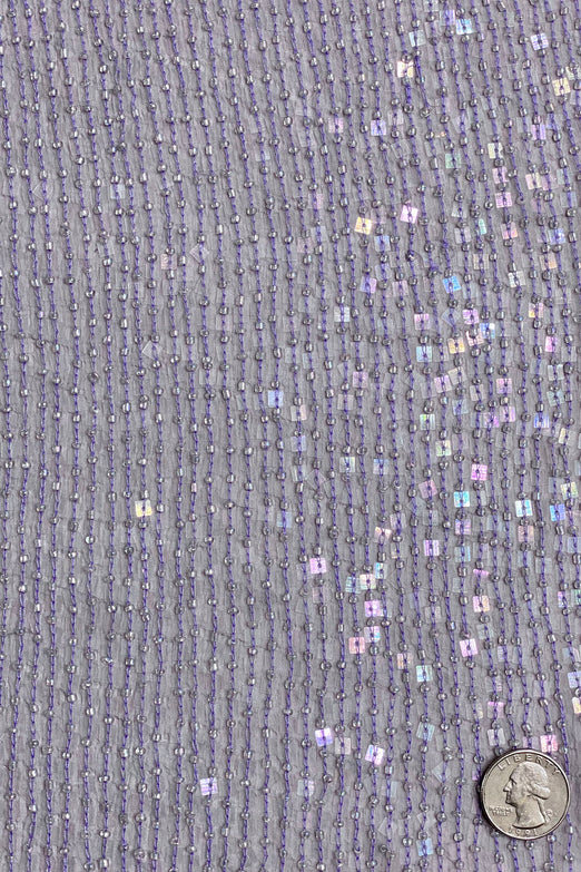 Lavender Sequin & Beads on Silk Chiffon JEC-184-19