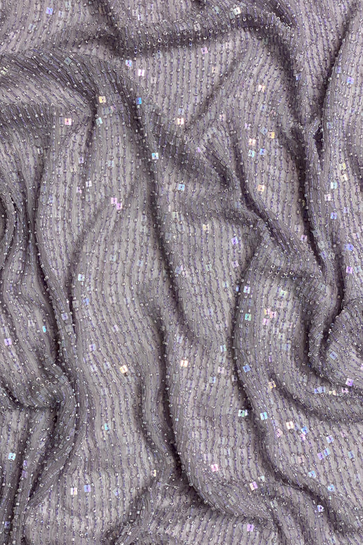 Lavender Sequin & Beads on Silk Chiffon JEC-184-19