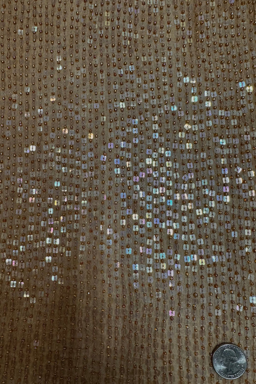 Apple Cinnamon Sequin & Beads on Silk Chiffon JEC-184-29