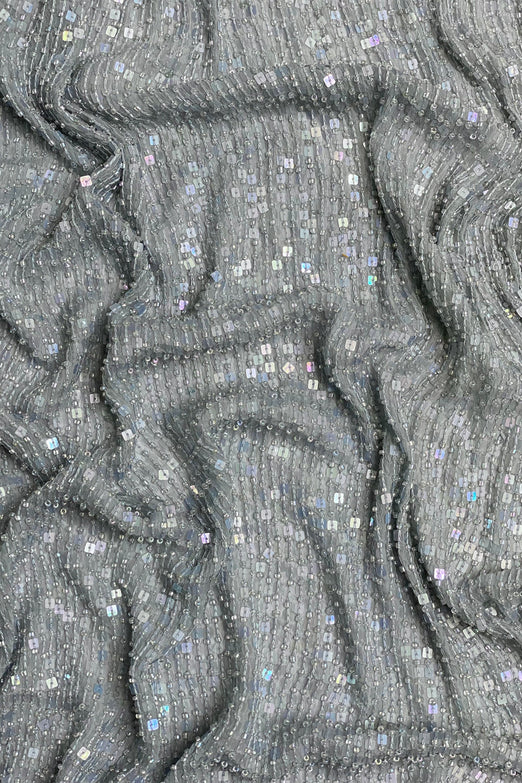 Skyblue Sequin & Beads on Silk Chiffon JEC-184-8