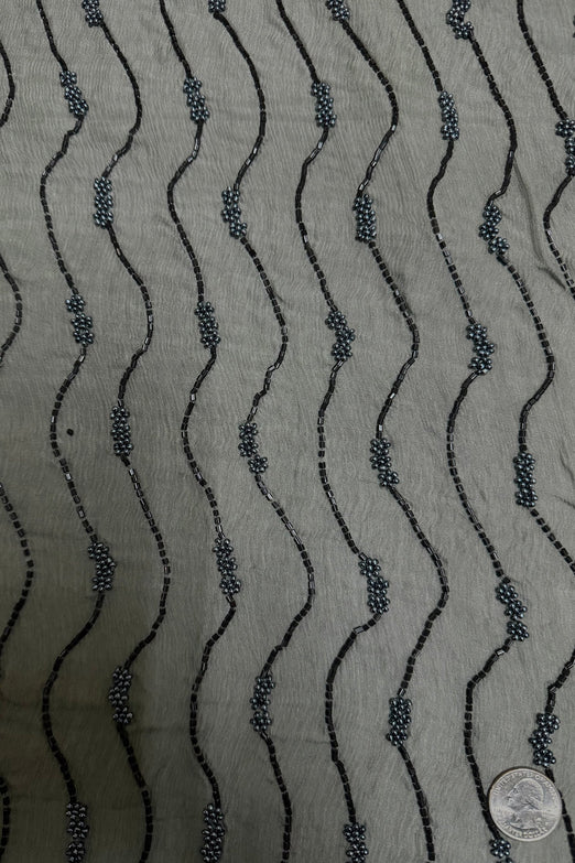 Beetle Sequin & Beads on Silk Chiffon JEC-192-1