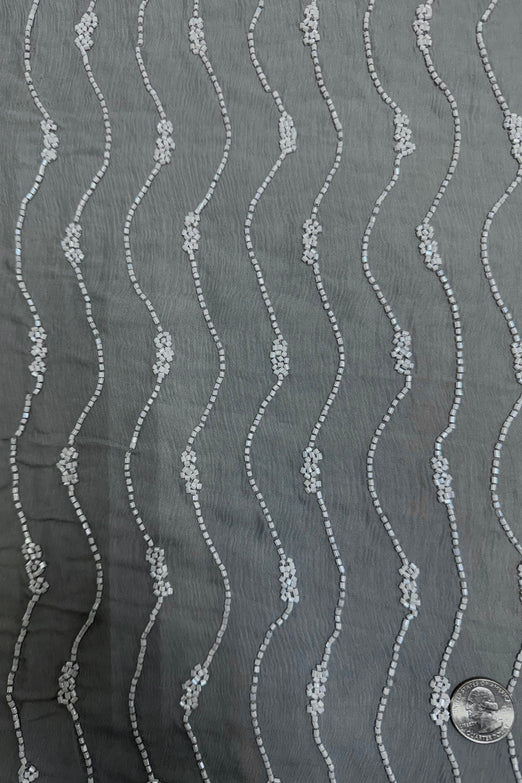 Gray Sequin & Beads on Silk Chiffon JEC-192-6