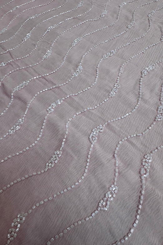 Pink Sequin & Beads on Silk Chiffon JEC-192-7