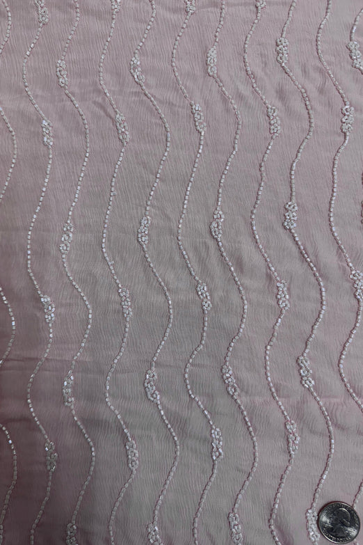 Pink Sequin & Beads on Silk Chiffon JEC-192-7