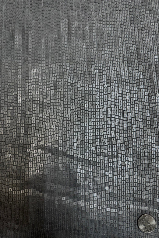 Silver Sequin & Beads on Silk Chiffon JEC-198-01