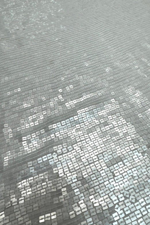 White Sequin & Beads on Silk Chiffon JEC-198-03