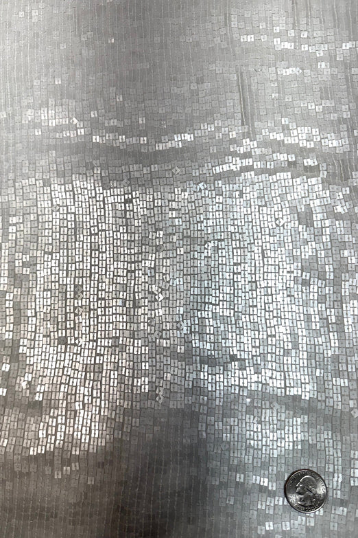 White Sequin & Beads on Silk Chiffon JEC-198-03