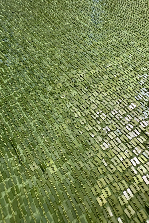 Apple Green Sequin & Beads on Silk Chiffon JEC-198-05