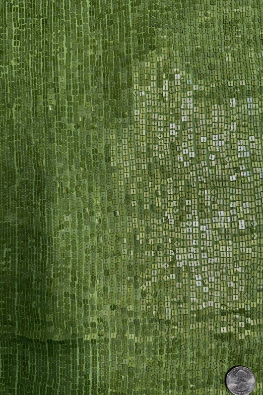 Apple Green Sequin & Beads on Silk Chiffon JEC-198-05