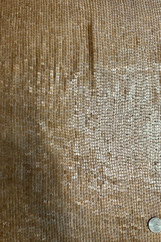 Matte Bronze Sequin & Beads on Silk Chiffon JEC-198-11